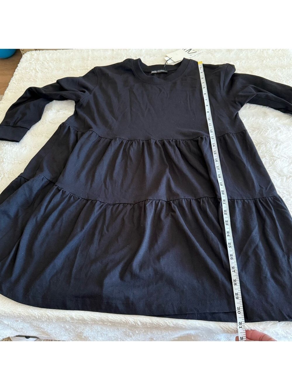 Zara Black Ribbed Collar Top - Picture 5 of 8